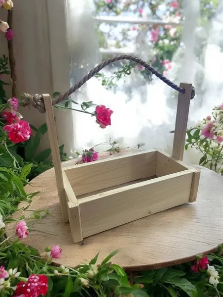 Изображение товара Ящик декоративный KraftHouse С джутовой ручкой 25x15x27 / 2041270120423 (натуральный)