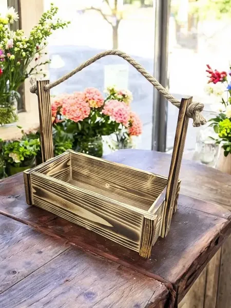 Изображение товара Ящик декоративный KraftHouse С джутовой ручкой 25x15x27 / 2041290495303 (обожженный)