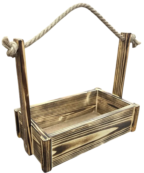 Изображение товара Ящик декоративный KraftHouse С джутовой ручкой 25x15x27 / 2041290495303 (обожженный)