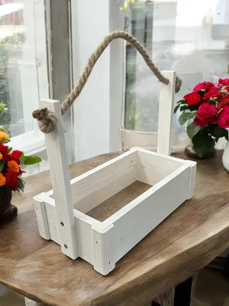 Изображение товара Ящик декоративный KraftHouse С джутовой ручкой 25x15x27 / 2041404857843 (белый)