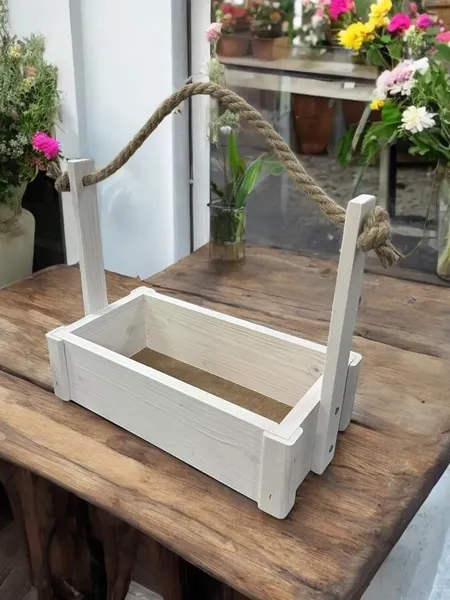 Изображение товара Ящик декоративный KraftHouse С джутовой ручкой 25x15x27 / 2041404857843 (белый)