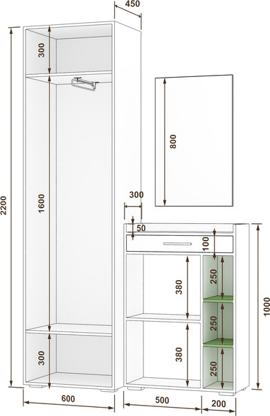 Изображение товара Секция в прихожую Кортекс-мебель Лара СП 6 (орех элия)