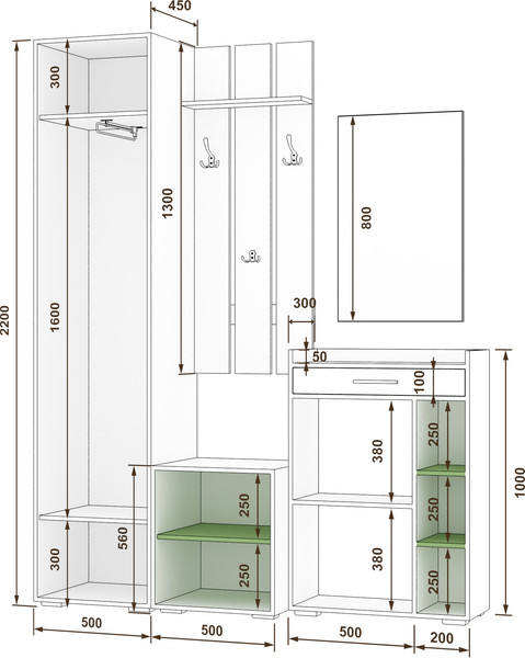 Изображение товара Секция в прихожую Кортекс-мебель Лара СП12 (орех элия)