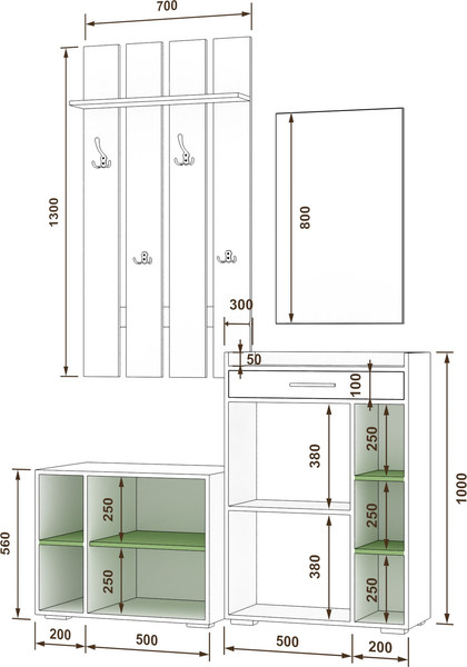 Изображение товара Секция в прихожую Кортекс-мебель Лара СП13 (орех элия)