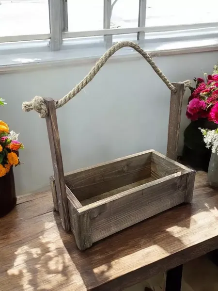 Изображение товара Ящик декоративный KraftHouse С джутовой ручкой 25x15x27 / 2041325964927 (ореховый)