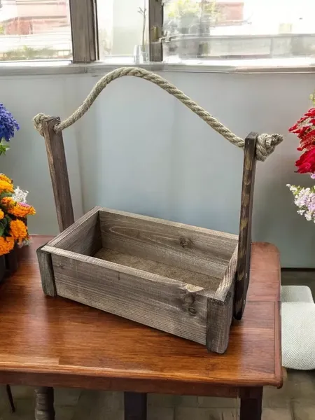 Изображение товара Ящик декоративный KraftHouse С джутовой ручкой 25x15x27 / 2041325964927 (ореховый)