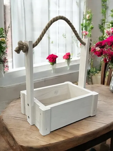 Изображение товара Ящик декоративный KraftHouse С джутовой ручкой 25x15x20 / 2041270122274 (белый)