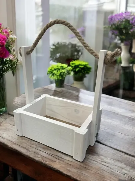 Изображение товара Ящик декоративный KraftHouse С джутовой ручкой 25x15x20 / 2041270122274 (белый)