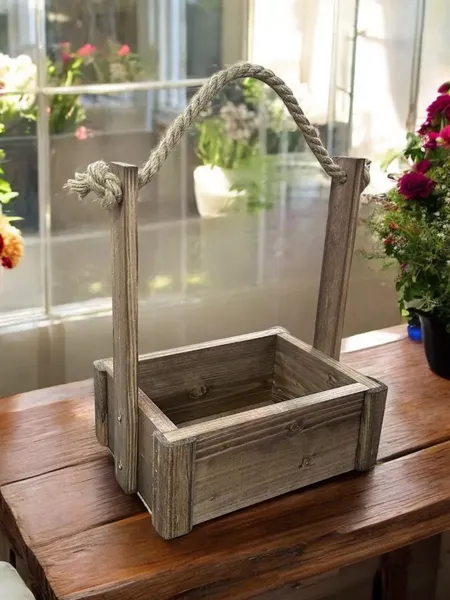 Изображение товара Ящик декоративный KraftHouse С джутовой ручкой 25x15x20 / 2041325953761 (ореховый)