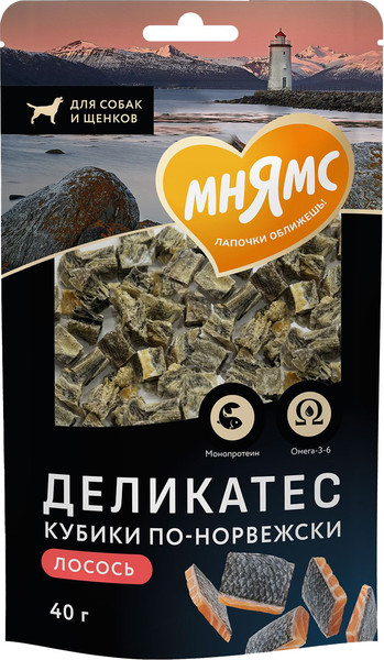 Лакомство для собак Мнямс Кубики из лосося / 547149 (40г) — фото 5