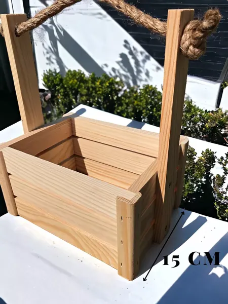 Изображение товара Ящик декоративный KraftHouse С джутовой ручкой 25x15x20 / 2038469507837 (натуральный)