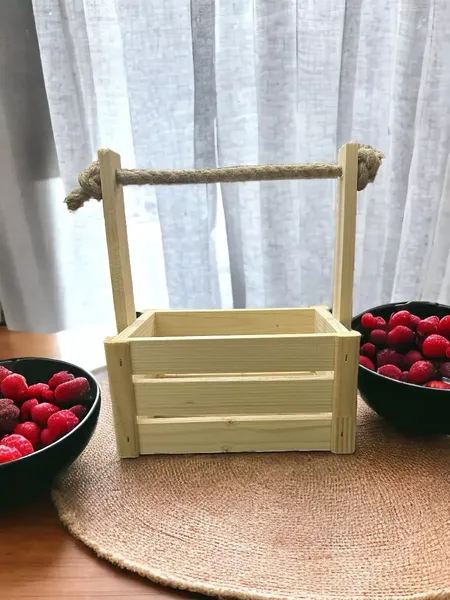 Изображение товара Ящик декоративный KraftHouse С джутовой ручкой 25x15x20 / 2038469507837 (натуральный)