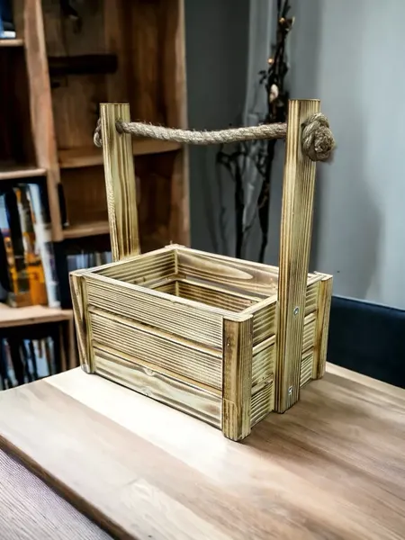 Изображение товара Ящик декоративный KraftHouse С джутовой ручкой 25x15x20 / 2038470454519 (обожженный)