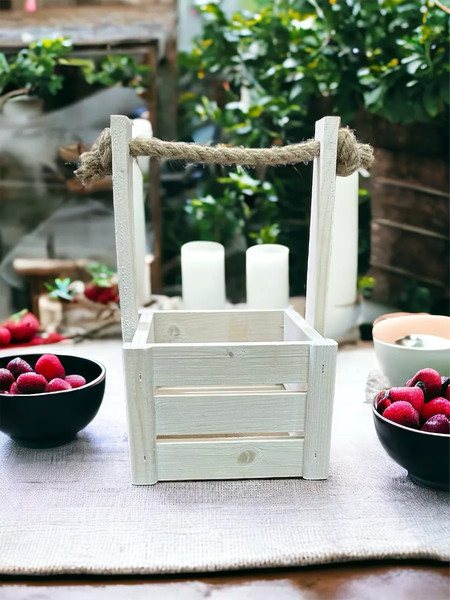 Изображение товара Ящик декоративный KraftHouse С джутовой ручкой 25x15x15 / 2039732542753 (белый)