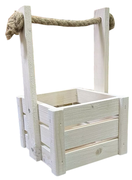 Изображение товара Ящик декоративный KraftHouse С джутовой ручкой 25x15x15 / 2039732542753 (белый)