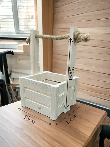 Изображение товара Ящик декоративный KraftHouse С джутовой ручкой 25x15x15 / 2039732542753 (белый)