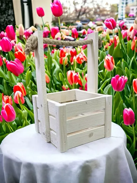 Изображение товара Ящик декоративный KraftHouse С джутовой ручкой 25x15x15 / 2039732542753 (белый)