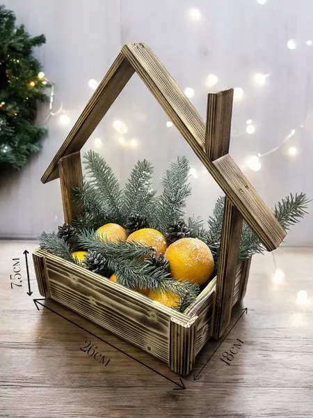 Изображение товара Ящик декоративный KraftHouse Домик С трубой 7.5x18x26 / 2041486077320 (обожженный)