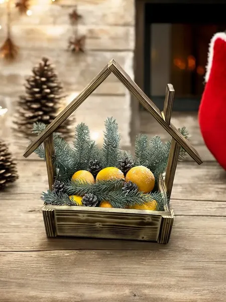 Изображение товара Ящик декоративный KraftHouse Домик С трубой 7.5x18x26 / 2041486077320 (обожженный)