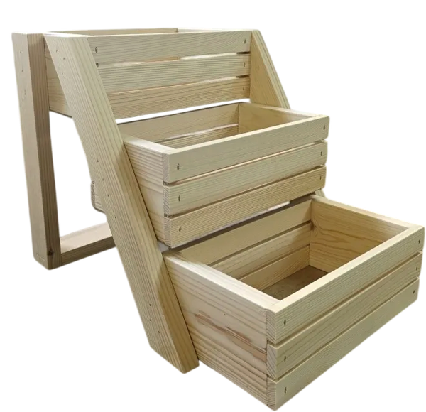 Изображение товара Стойка для цветов KraftHouse На 3 ящика 30x41x25 / 2044028546223 (натуральный)