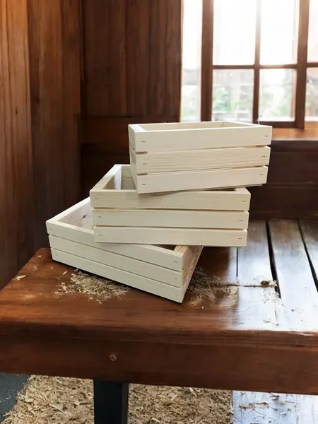 Изображение товара Набор ящиков декоративных KraftHouse 9.5x20x29, 9.5x17x25, 9.5x14x21 / 2044444275554 (натуральный, 3шт)