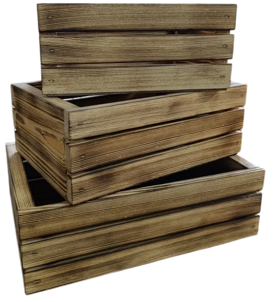 Изображение товара Набор ящиков декоративных KraftHouse 9.5x20x29, 9.5x17x25, 9.5x14x21 / 2044743818681 (обожженный, 3шт)