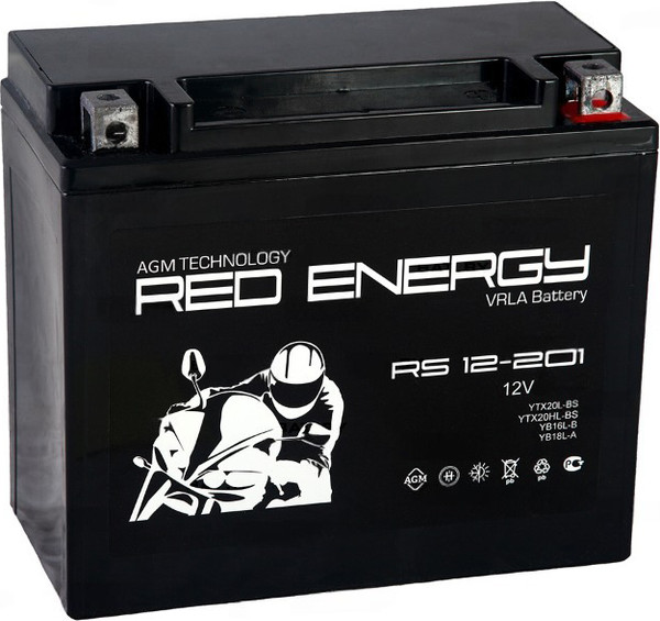 Изображение товара Мотоаккумулятор Red Energy RS12201 YTX20L-BS / YTX20HL-BS / YB16L-B / YB18L-A (20А/ч)