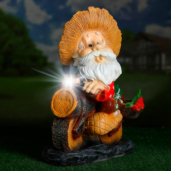 Изображение товара Садовая фигура-светильник Хорошие сувениры Лесовик на велосипеде с фонариком / 4203375