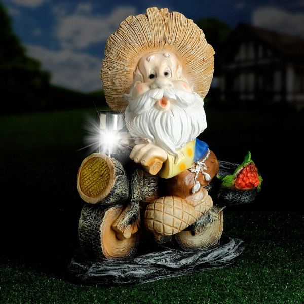 Изображение товара Садовая фигура-светильник Хорошие сувениры Лесовик на велосипеде с фонариком / 4203375