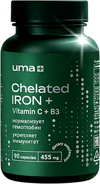Изображение товара Мультивитаминный комплекс UMA + Хелат железа с витамином С и В3 (90 капсул)