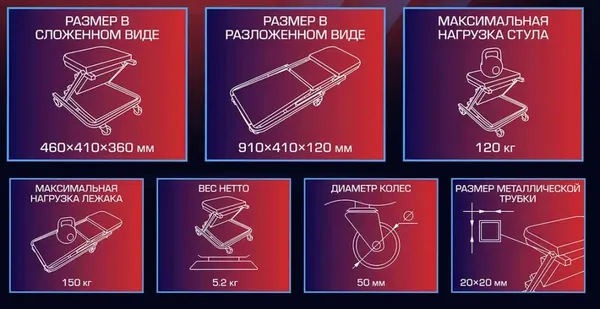 Изображение товара Лежак подкатной Yataforce YF-11412 (59685)
