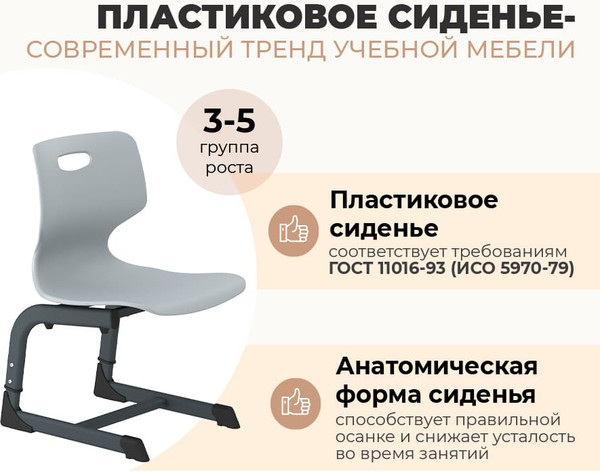 Изображение товара Стул детский Sheffilton SHT-S-TN21/3-5 А3-5 (серый/белый муар)