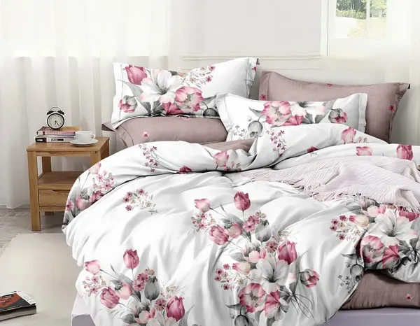 Изображение товара Комплект постельного белья Luxsonia Букет изыска Поплин 1.5сп 70x70 / Ви27-342/220 (на резинке)