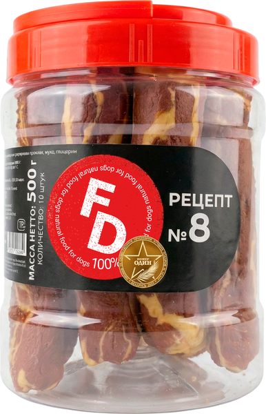 Изображение товара Лакомство для собак For Dogs Рецепт №8 Мраморный дакбул / TUZ966 (10шт)