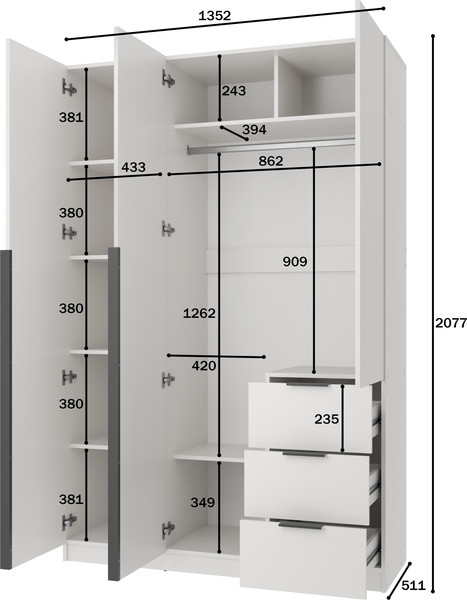 Изображение товара Шкаф Mio Tesoro Мельбурн 3DG3S (белый)
