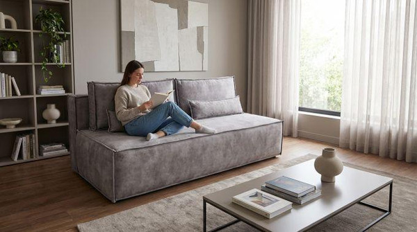 Изображение товара Диван KRONES Титан мод.1 Loft (велюр кофейно-серый)