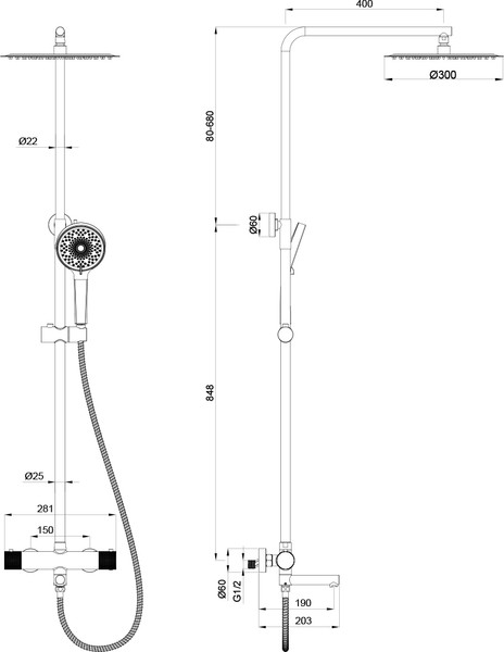 Изображение товара Душевая система со смесителем Oliveeka OL-739902+88239017-BN
