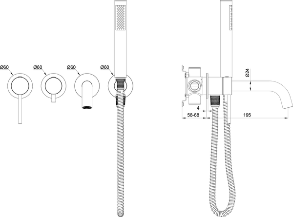 Изображение товара Комплект смесителей Oliveeka OL-889017+88239017-MB (черный матовый)
