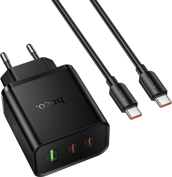 Изображение товара Зарядное устройство сетевое Hoco N75 + кабель Type-C to Type-C (черный)