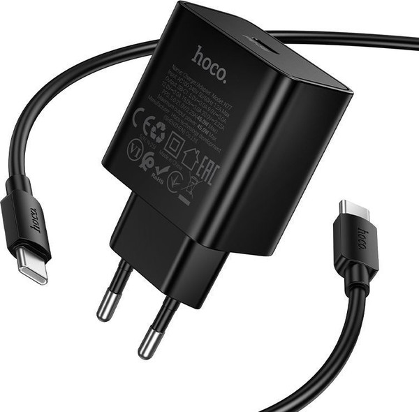 Изображение товара Зарядное устройство сетевое Hoco N77 + кабель Type-C to Type-C (черный)