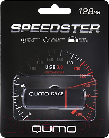 Изображение товара USB flash накопитель Qumo Speedster 128GB 3.0 Black / QM128GUD3-SP
