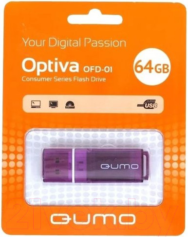 Изображение товара USB flash накопитель Qumo Optiva 01 64GB 2.0 Violet / QM64GUD-OP1