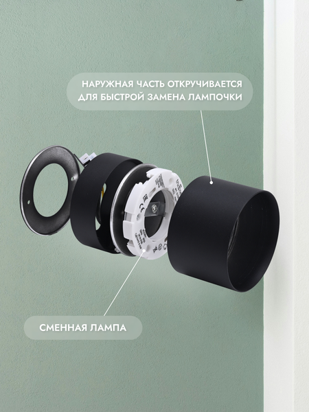 Изображение товара Комплект спотов Truenergy 2100603 (3шт, черный)