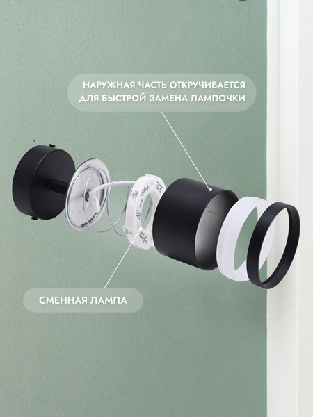 Изображение товара Комплект спотов Truenergy 2101803 (3шт, черный)