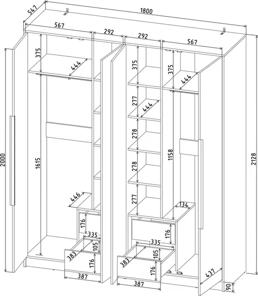 Изображение товара Шкаф Interline  Концепт КТ-Ш4 Глосс (антрацит/дуб лазурный)