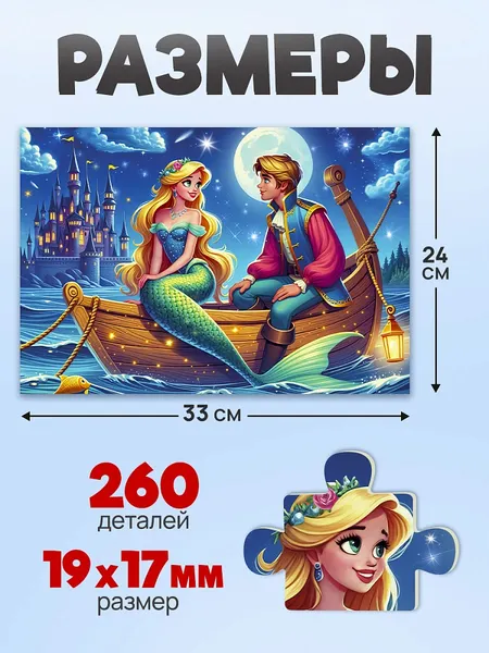 Изображение товара Пазл РЫЖИЙ КОТ Оживи мультфильм. Русалочка / П260-3556 (260эл)