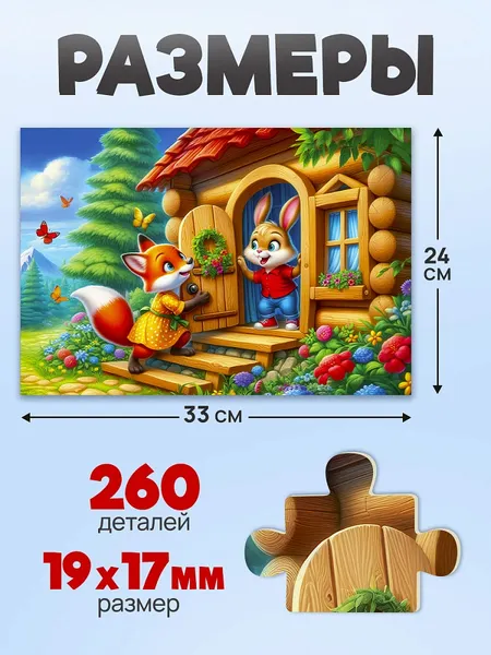 Изображение товара Пазл РЫЖИЙ КОТ Оживи мультфильм. Заюшкина избушка / П260-3555 (260эл)