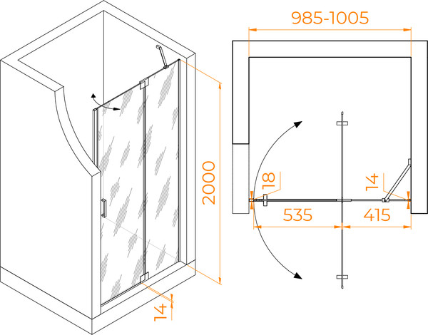 Изображение товара Душевая дверь RGW HO-014Gr / 350601410-210