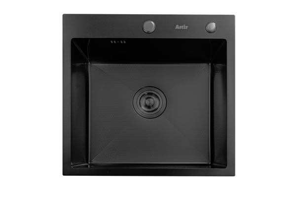 Изображение товара Мойка кухонная со смесителем Astir Decor PVD Black 50x50B (с сифоном, дозатором и коландером)
