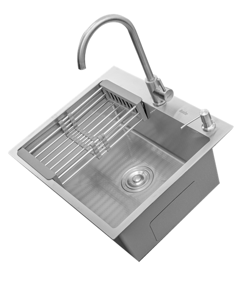 Изображение товара Мойка кухонная со смесителем Astir Decor Satin 60x50 (с сифоном, дозатором и коландером)